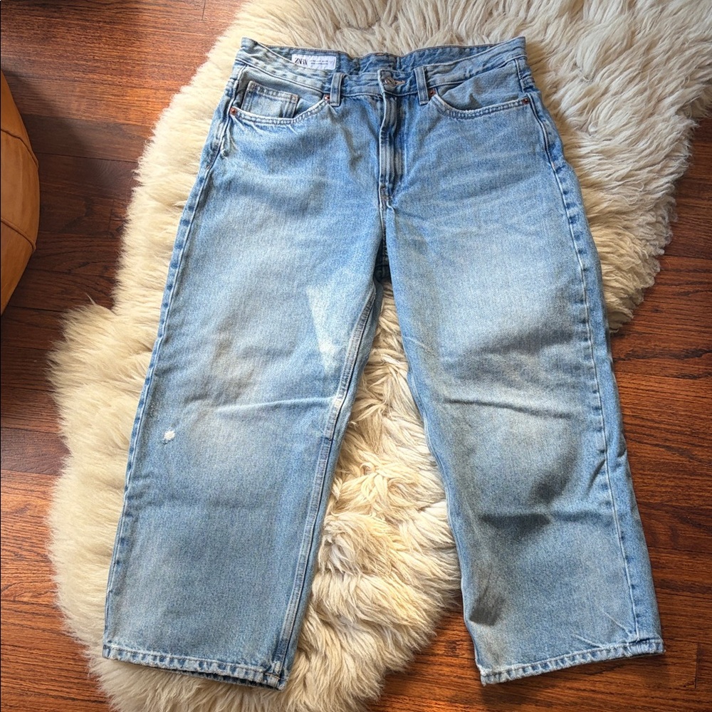 Zara Women's Boyfriend Jeans - Light Blue